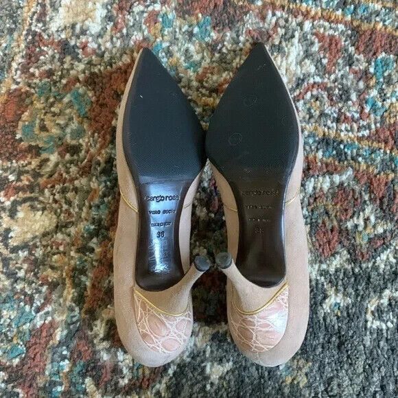 Vintage Sergio Rossi Vero Cuoio Heels - Giraffe Print Leather Buckle - Picture 2 of 10